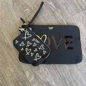 Victoria's Secret Black and Gold Clutch Set